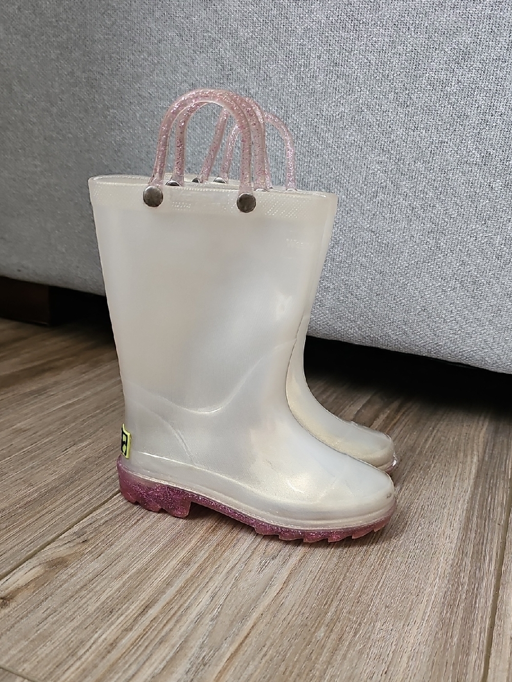 Western Chief Translucent Light Up Glitter Pink Sole Kids Rain Boots